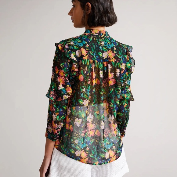 Ted Baker Carita Ruffle Sleeve Blouse- new with tags - Picture 4 of 10